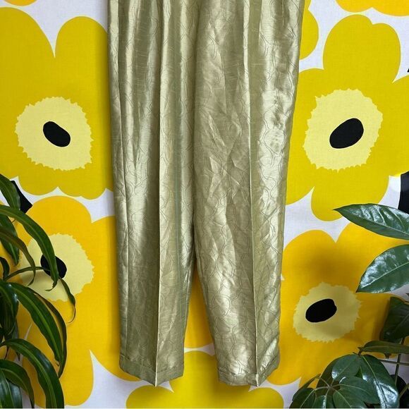 Vintage Mod Handmade One of a Kind Key Lime Sateen 2 Piece Pants Overcoat Set - Picture 12 of 15